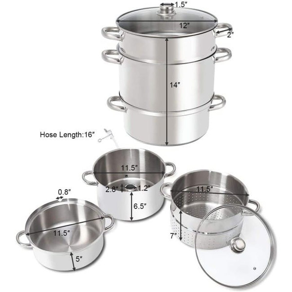 11 Quart Stainless Steel Steamer / Fruit Vegetable Juicer Q280-FRVR1489