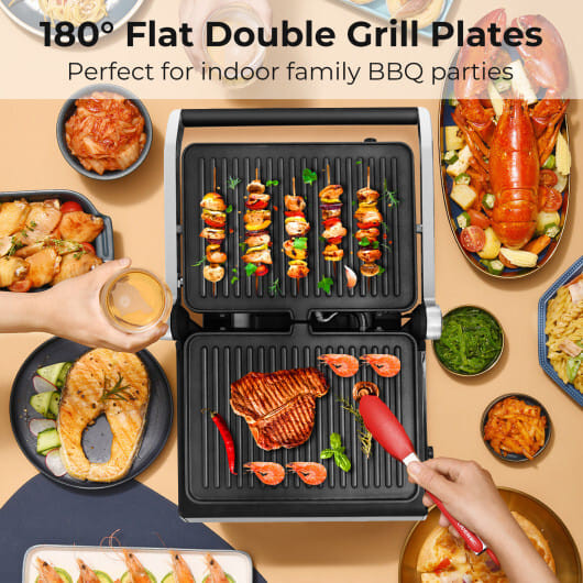 3 in 1 Indoor Electric Panini Press Grill with LED Display-Black B593-ES10271US