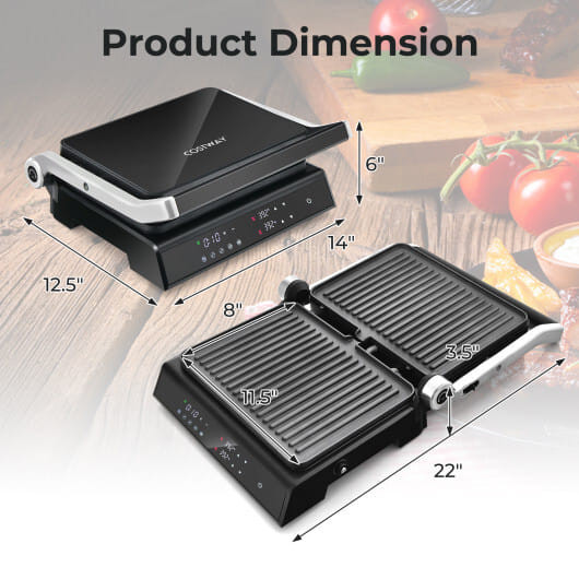 3 in 1 Indoor Electric Panini Press Grill with LED Display-Black B593-ES10271US