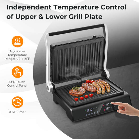3 in 1 Indoor Electric Panini Press Grill with LED Display-Black B593-ES10271US