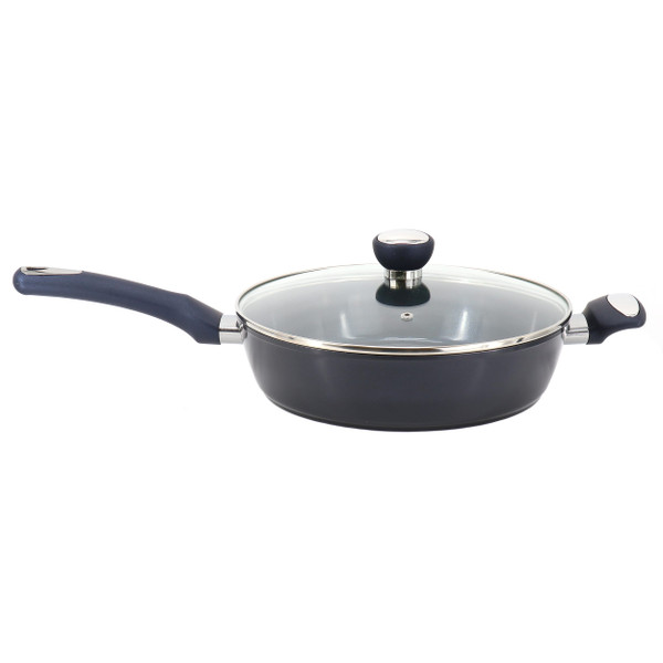 Oster Hawke 3.9 Quart Ceramic Nonstick Aluminum Saute Pan with Lid in Dark Blue D970-139142.02