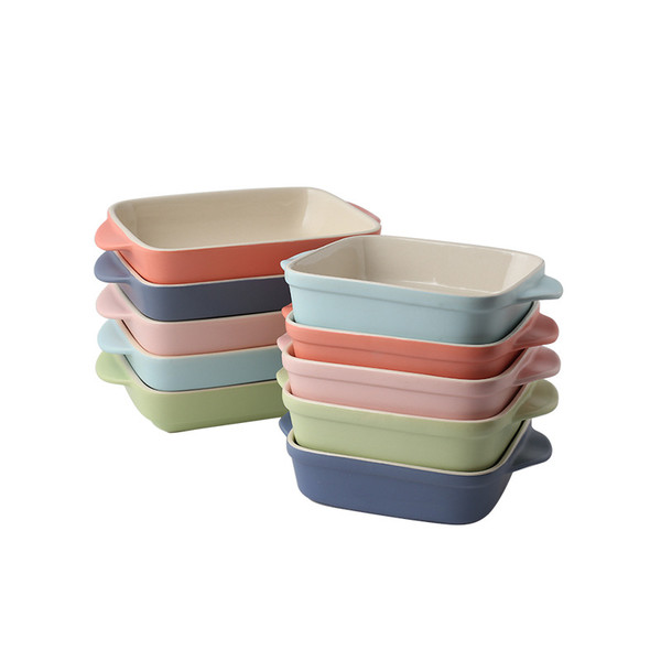 Style: Rectangle, Color: Dark Blue - Creative ceramic bakery cake baking bowl baked dish baked dish Q119-CJJJCFKP00026-Rectangle-Dark Blue