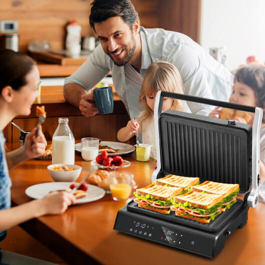 3 in 1 Indoor Electric Panini Press Grill with LED Display-Black - Color: Black D681-ES10271US-DK