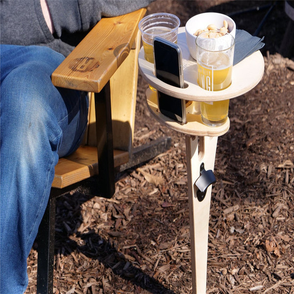 Color: Double layer - Portable Wine Table With Folding Round Table, Mini Wooden Picnic Table, Easy  Q119-CJCJ108841107GT