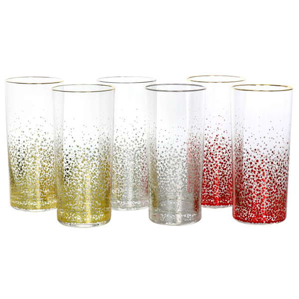 Laurie Gates California Designs Audrey Hill 6 Piece 16oz Glass Tumbler Set in Assorted Colors D970-138937.01