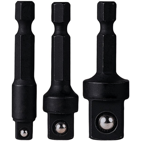 Grey Pneumatic 3 Piece 1/4" Hex to Square Socket Adapter Set T398-GRE1403HA