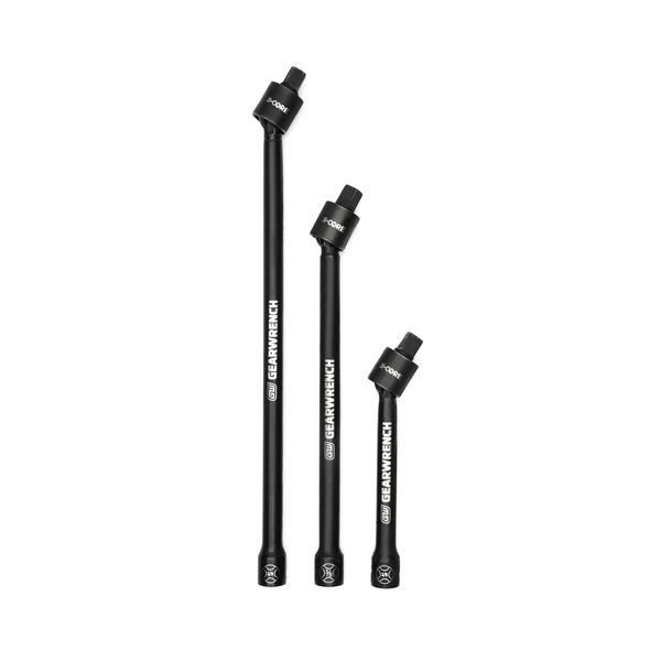 GearWrench 3 Piece 3/8 Inch Drive X-Core Pinless Universal Joint Impact Extension Set 6 Inch, 9 Inc T398-KDT84453