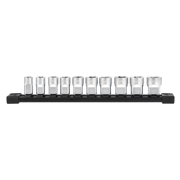 Milwaukee Tool 10pc 3/8" Metric Sockets with FOUR FLAT Sides T398-MLW48-22-9503