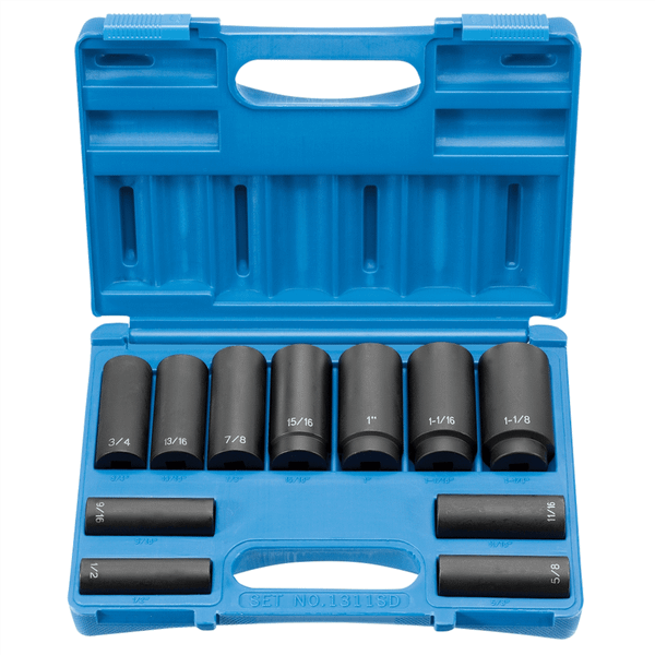 Grey Pneumatic 1/2" Drive 11 Piece Deep Set - 8 Point T398-GRE1311SD