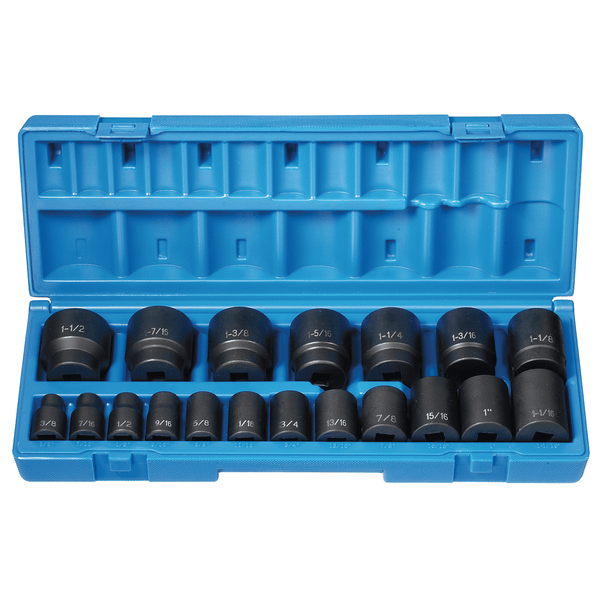 Grey Pneumatic 1/2" Drive 19 Piece Standard Length FractionalSet - 12 Point T398-GRE1719