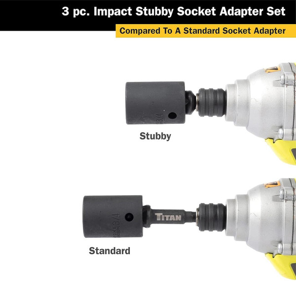 Titan Impact Stubby Socket Adapter Set (3 Piece) M119-12061