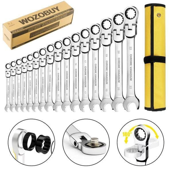 16Pcs Premium Flex-Head Ratcheting Wrench Set, 6-22MM, Durable Craftsmanship, with Handy Storage Ba Y829-1393769258678181900