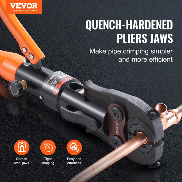 Copper Pipe Crimping Tool, Hydraulic Driven Press Tool with 1/2", 3/4", 1" Jaws, Copper Tube Fittin E415-YYSYJGJYYYTSJ2GFDV1