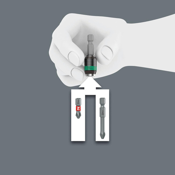 Wera Rapidaptor Ring Magnet Short Universal Bit Holder: 1/4" x 57mm (2-1/4") M119-05073511001