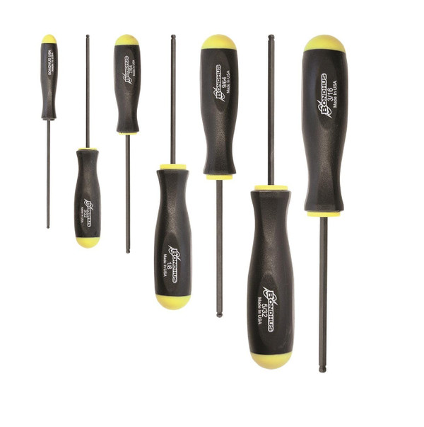 Bondhus Balldriver SAE HEX Ball End Screwdrivers 5/64" to 3/16" (7 Piece) M119-10645