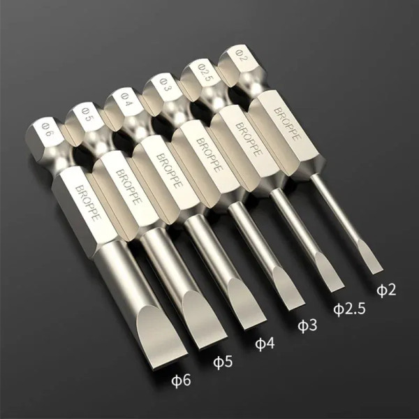 Color: Mixed Color - Flat Head Screwdriver Bit Set Magnetic Tip Slotted Screwdriver Electric Driver F640-12000033900015632