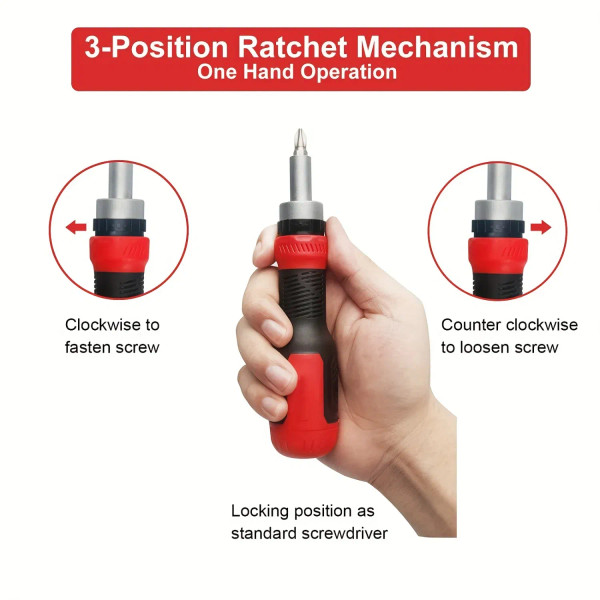 Color: Red, Ships From: CHINA - 13-in-1 Ratchet Screwdriver Set with Torx Safety, Flat Head, Philli F640-12000043073846512