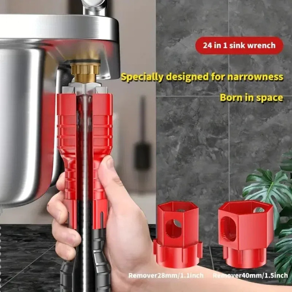 Color: Black - 24/18/8 Multifunction Faucet and Sink Installer Tool Faucet Wrench Tool Plumbing Too F640-12000036877348551