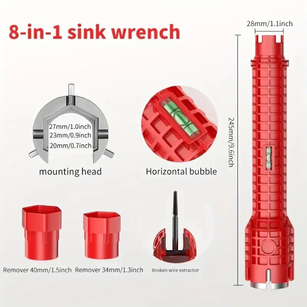 Color: Black - 24/18/8 Multifunction Faucet and Sink Installer Tool Faucet Wrench Tool Plumbing Too F640-12000036877348551