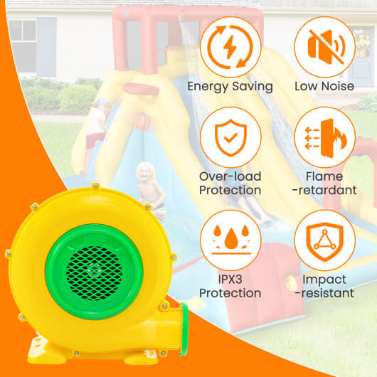 680W Air Blower Air Pump Fan with Convenient Handle and Ground Stakes-680W - Color: Yellow - Size:  D681-ES10342US