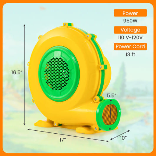 950W Air Blower Air Pump Fan with Convenient Handle and Ground Stakes-950W - Color: Yellow - Size:  D681-ES10343US