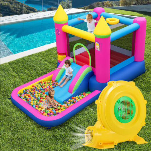 780W Bounce House Blower 1 HP Portable Air Pump Fan with Handle and Ground Stakes D681-ES10566US