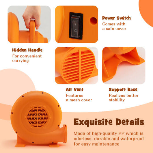 380W Air Blower (0.5HP) for Inflatables with 25 feet Wire and GFCI Plug - Color: Orange D681-ES10148US