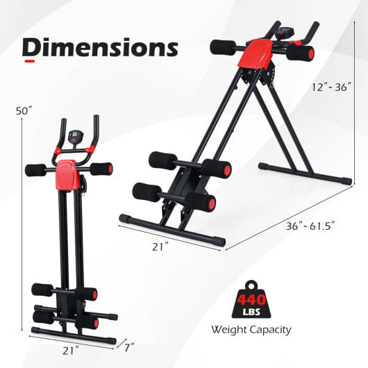 Ab Workout Equipment Foldable Abdominal Trainer Adjustable Ab Machine-Black - Color: Black D681-SP38233BK