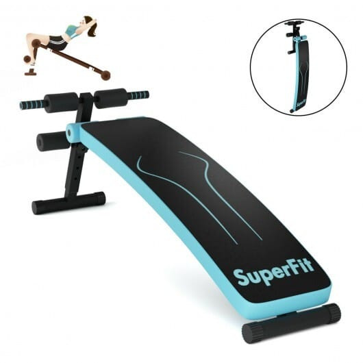 Folding Weight Bench Adjustable Sit-up Board Workout Slant Bench-Blue - Color: Blue D681-SP37043BL
