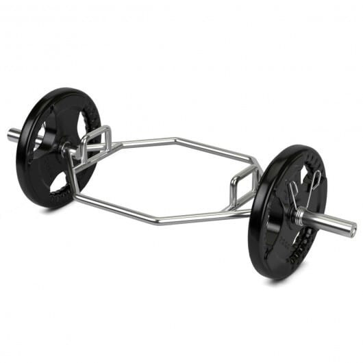 56 Inch Olympic Hexagon Deadlift Trap Bar with Folding Grips Powerlifting-Sliver - Color: Silver D681-SP37185SL