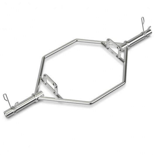 56 Inch Olympic Hexagon Deadlift Trap Bar with Folding Grips Powerlifting-Sliver - Color: Silver D681-SP37185SL