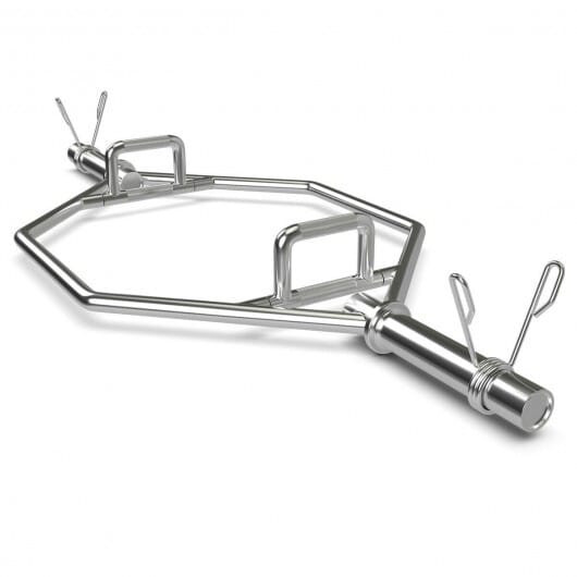 56 Inch Olympic Hexagon Deadlift Trap Bar with Folding Grips Powerlifting-Sliver - Color: Silver D681-SP37185SL
