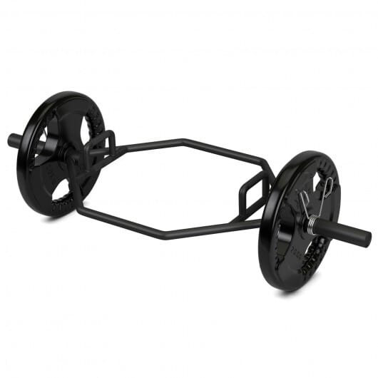 56 Inch Olympic Hexagon Deadlift Trap Bar with Folding Grips Powerlifting-Black - Color: Black D681-SP37185BK