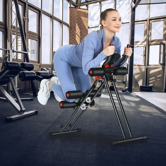 Foldable Adjustable Core Abdominal Trainer with 3 Adjustable Resistance and LCD Display - Color: Bl D681-FH10027