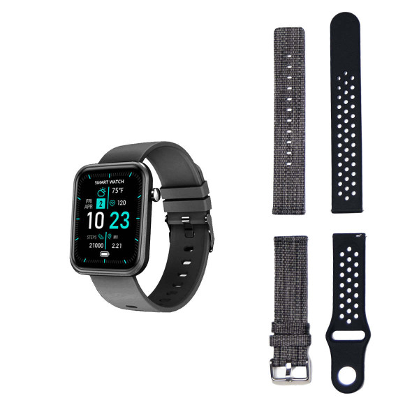 Color: BLACK - Advanced Smartwatch With Three Bands And Wellness + Activity Tracker K290-39484485075030