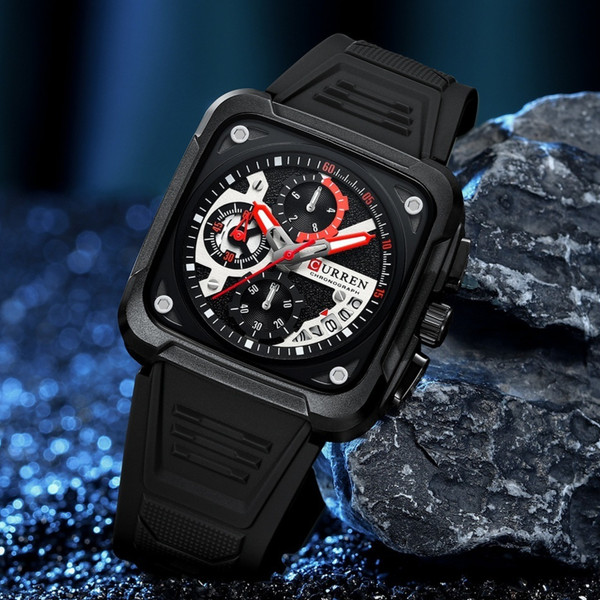 Neutral Square Calendar Multi-Function Six-Hand Quartz Mens Watch Q119-CJNS2819989