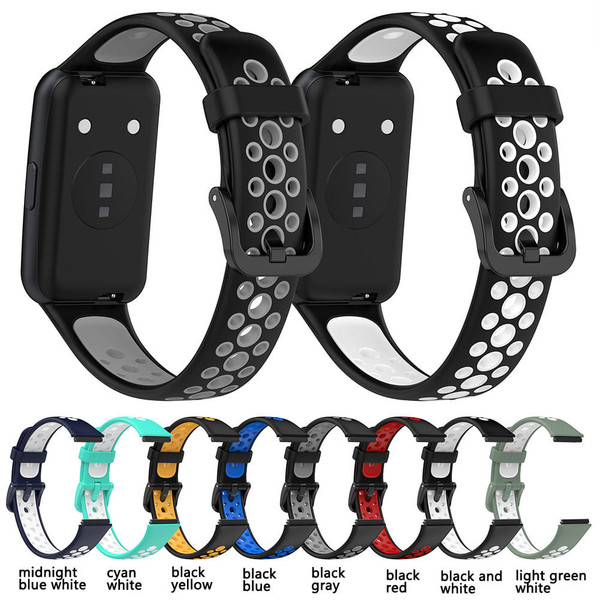 Two-color Watch Strap Soft Breathable Contrast Color Replacement Watchband Compatible For Huawei Ba K484-FQZCO_H4MERAPU