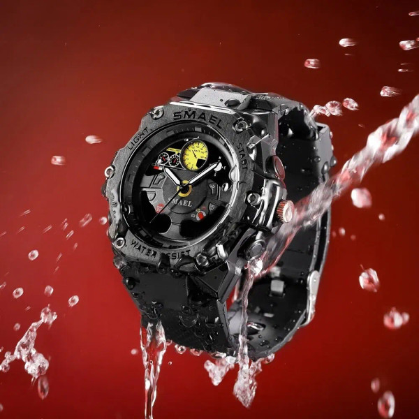 Color: Red - SMAEL Brand Waterproof Dropshipping Watch Alarm Clock 8092 Young Fashion Quartz Sport  F640-12000038559820644