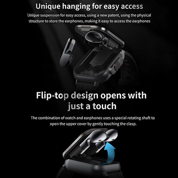 D8 Smart Watch with Earbuds Fitness Tracker Sports Recorder Heart Rate Blood Pressure Blood Oxygen  K484-PEL_0RIZXM0D