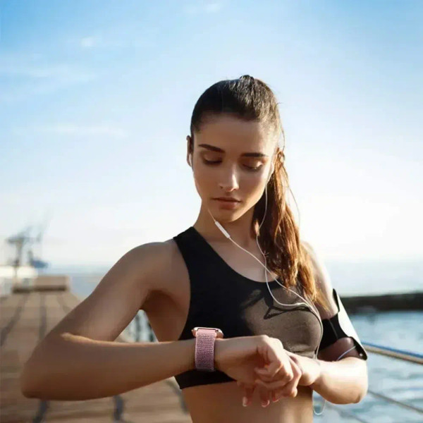 Band Color: Beige, Band Width: 24mm - Nylon Loop Strap for Huawei Watch GT 5 Pro 46mm Smartwatch Re F640-12000042747355391