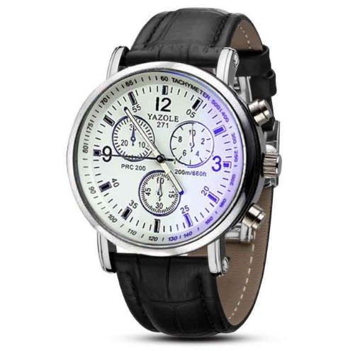 Color: White surface black belt - HOT SALE 2021 Top Brand Luxury Fashion Faux Leather Watches Mens  Q119-CJZBNSSY00373-White surface black belt