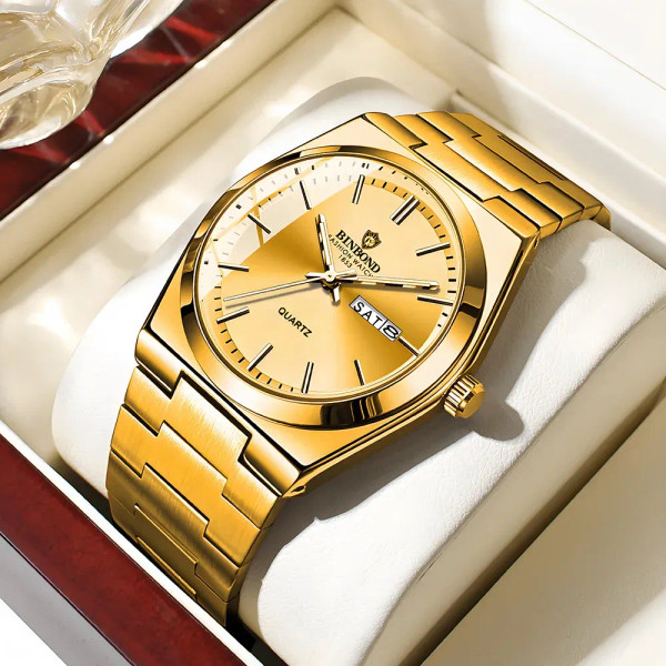 Color: Silver - UTHAI Men Watch Light Luxury Brand Stainless Steel Double Calendar Waterproof Male  F640-12000040595875711