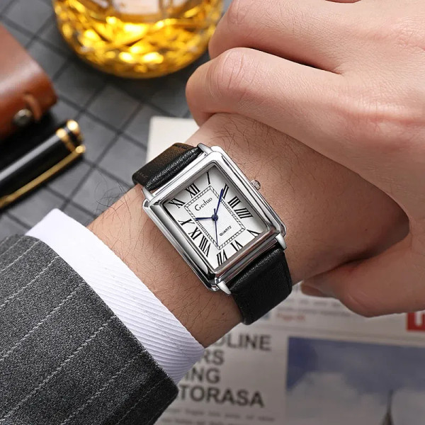 Color: Coffee - Fashion Men's Quartz Wristwatch Leather Strap Watch F640-12000038479457954