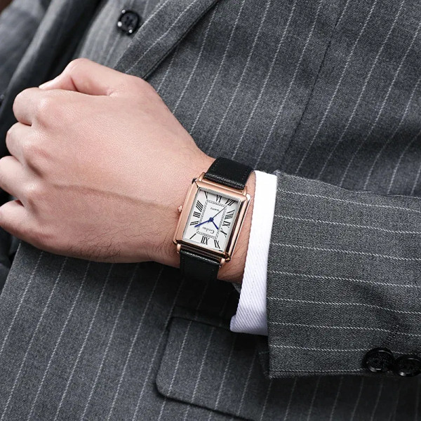 Color: Coffee - Fashion Men's Quartz Wristwatch Leather Strap Watch F640-12000038479457954