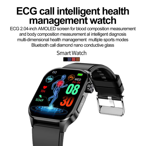 ET580 2.04 Inch Smart Watch Blood Pressure Blood Oxygen Heart Rate Sleeping Monitoring Sports Fitne K484-PEL_0RRCCTBA