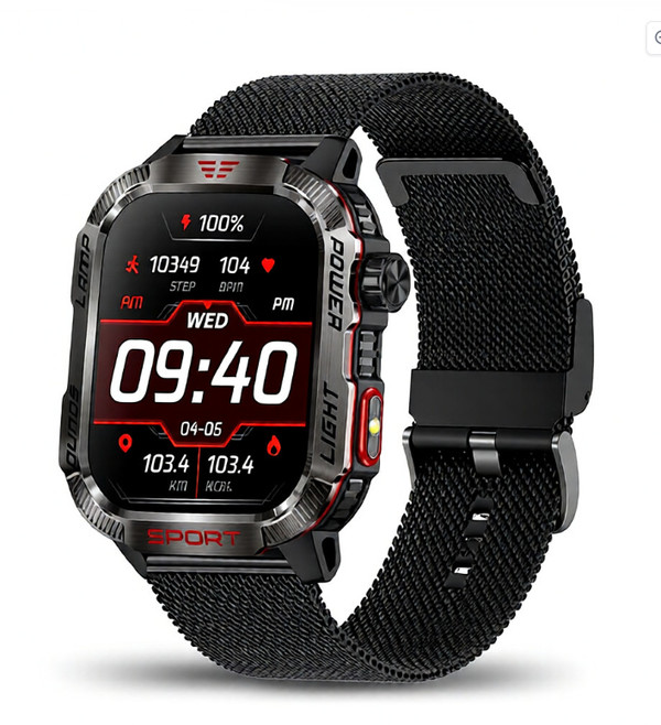 Color: Black Net Vinyl - Smartwatch With Barometric Altitude Sports Features Bluetooth Calling Q119-CJJX266346606FU