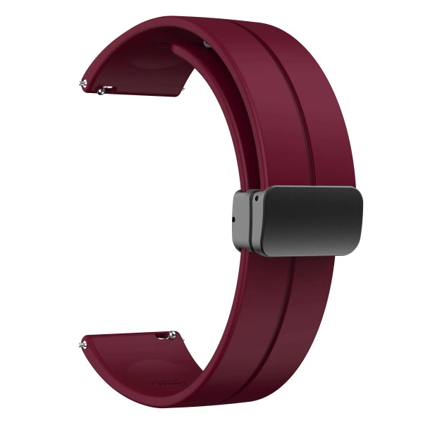 Band Color: Rosy Brown, Band Width: 20mm - 20mm 22mm Magnetic D Type Clasp Silicone Watch Band for  F640-12000038985429183