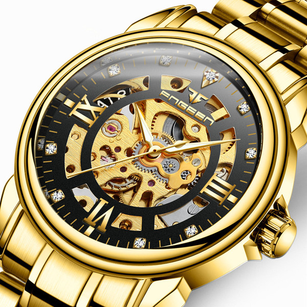 Color: Gold black - Men's mechanical watch Q119-CJZBNSJX00322-Gold black