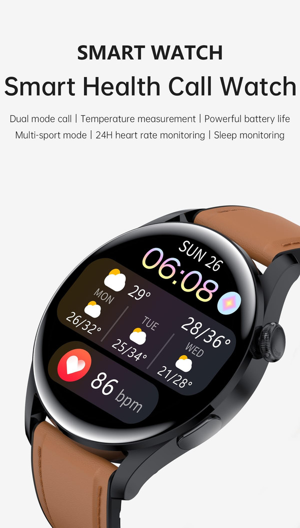 T33s Smart Watch Bluetooth Calling Heart Rate Blood Pressure Blood Oxygen Monitoring Smartwatch Nav K484-PEL_0M26KZTC