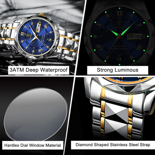 Color: Brown - POEDAGAR Top Luxury Men Quartz Watch For Men Sports Waterproof Luminous Stainless St F640-12000034400724265